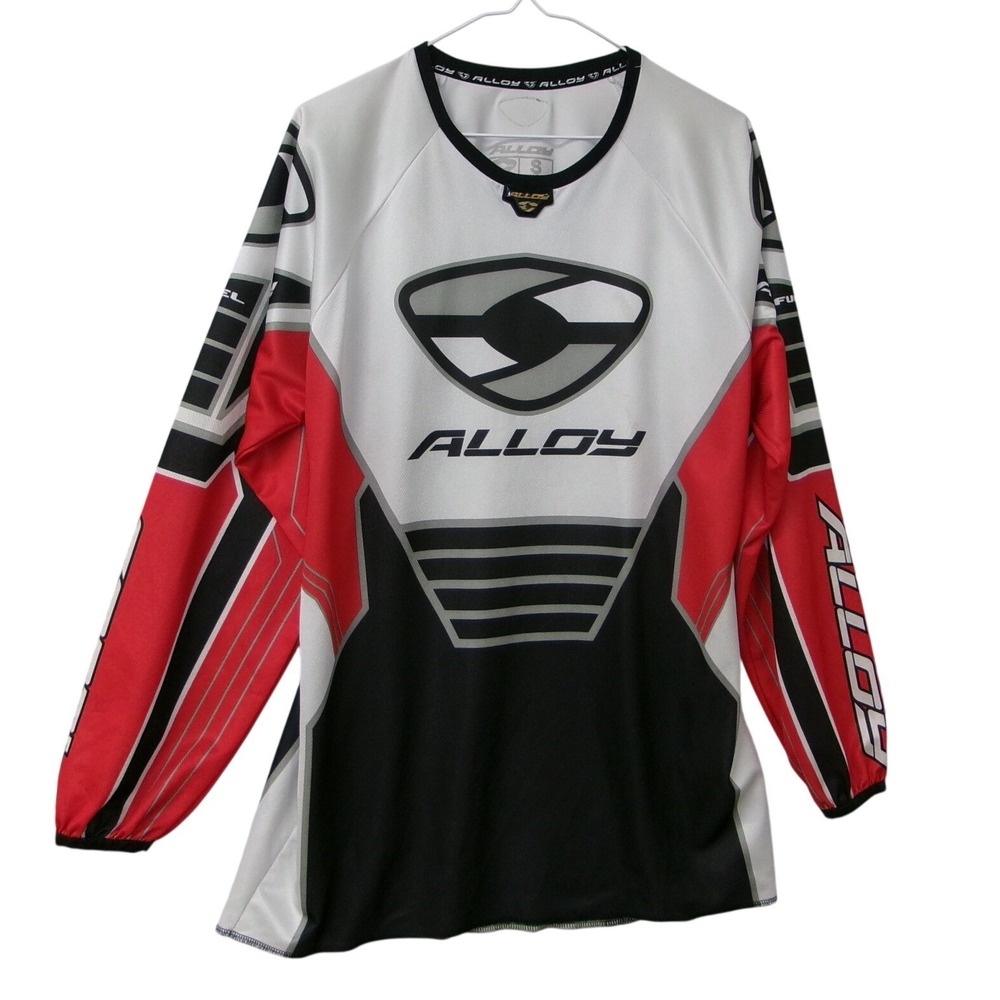 Alloy Men's Long Sleeve Motocross Jersey Shirt White Red Black Small